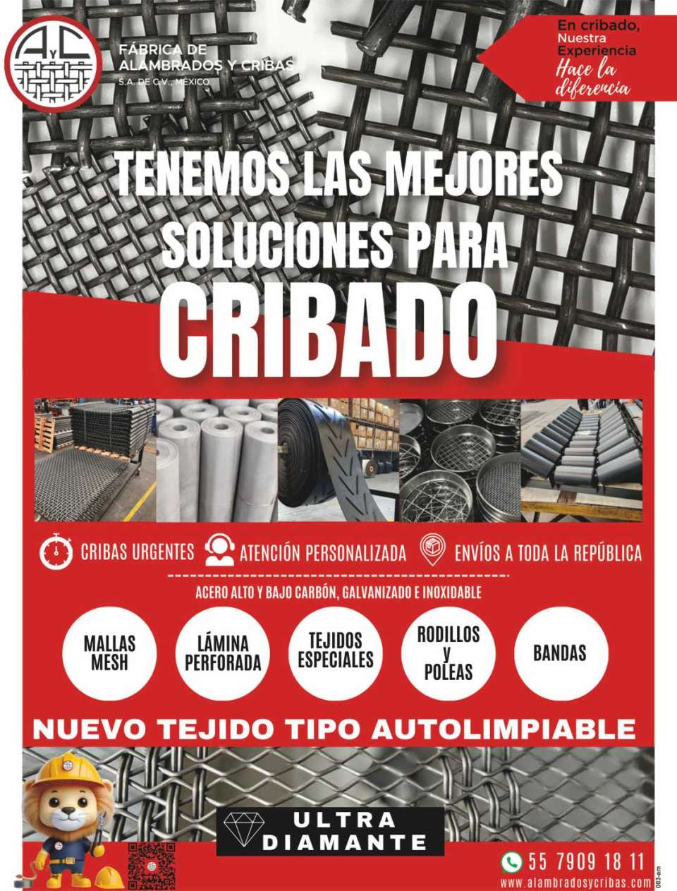 Cribas urgentes, fabrica de alambrados, mallas finas, laminas perforadas. Acero alto y bajo carbon, galvanizados e inoxidables Cribas urgentes, fabrica de alambrados, mallas finas, laminas perforadas. Acero alto y bajo carbon, galvanizados e inoxidables