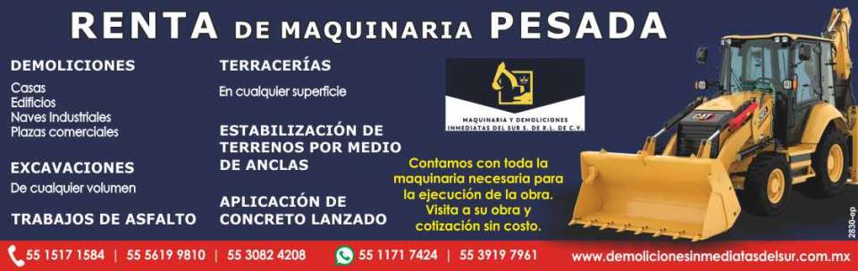 Demoliciones, Excavaciones, Terracerias, Trabajos de Asfalto, Estabilizacion de Terrenos, Aplicacion de Concreto Lanzado. Renta de Maquinaria Pesada, Retiro de Escombro, Transporte de Equipo. MDI Demoliciones, Excavaciones, Terracerias, Trabajos de Asfalto, Estabilizacion de Terrenos, Aplicacion de Concreto Lanzado. Renta de Maquinaria Pesada, Retiro de Escombro, Transporte de Equipo. MDI