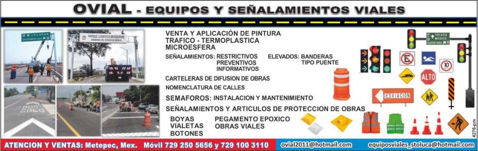 Pintura Trafico Microesfera, Señalamientos, Carteleras de Difusion de Obras. Nomenclatura de calles, Semaforos, Señalamientos y Articulos de Proteccion de Obras Pintura Trafico Microesfera, Señalamientos, Carteleras de Difusion de Obras. Nomenclatura de calles, Semaforos, Señalamientos y Articulos de Proteccion de Obras