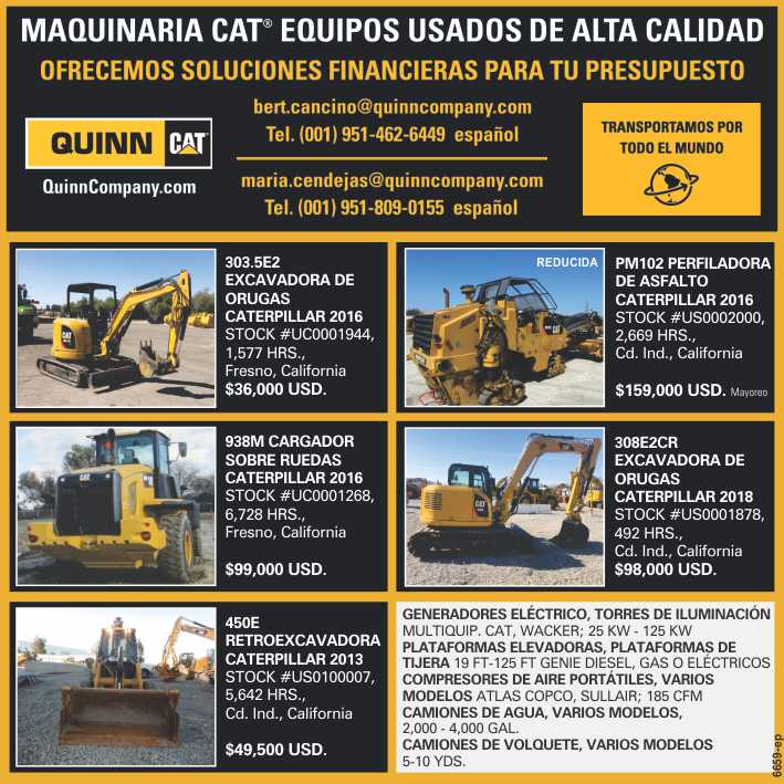 Maquinaria CAT equipos usados de alta calidad. Ofrecemos soluciones financieras para tu presupuesto. Transportamos por todo el mundo. Maquinaria CAT equipos usados de alta calidad. Ofrecemos soluciones financieras para tu presupuesto. Transportamos por todo el mundo.