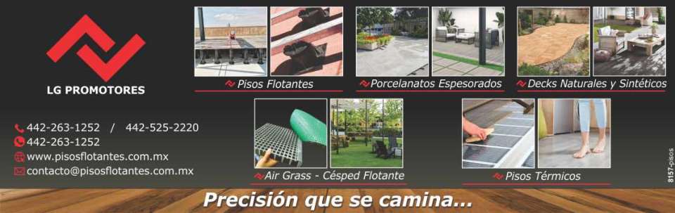 Floating floors, thick porcelain tiles, natural and synthetic decking, thermal flooring, air grass - floating turf. Precision you can walk on...