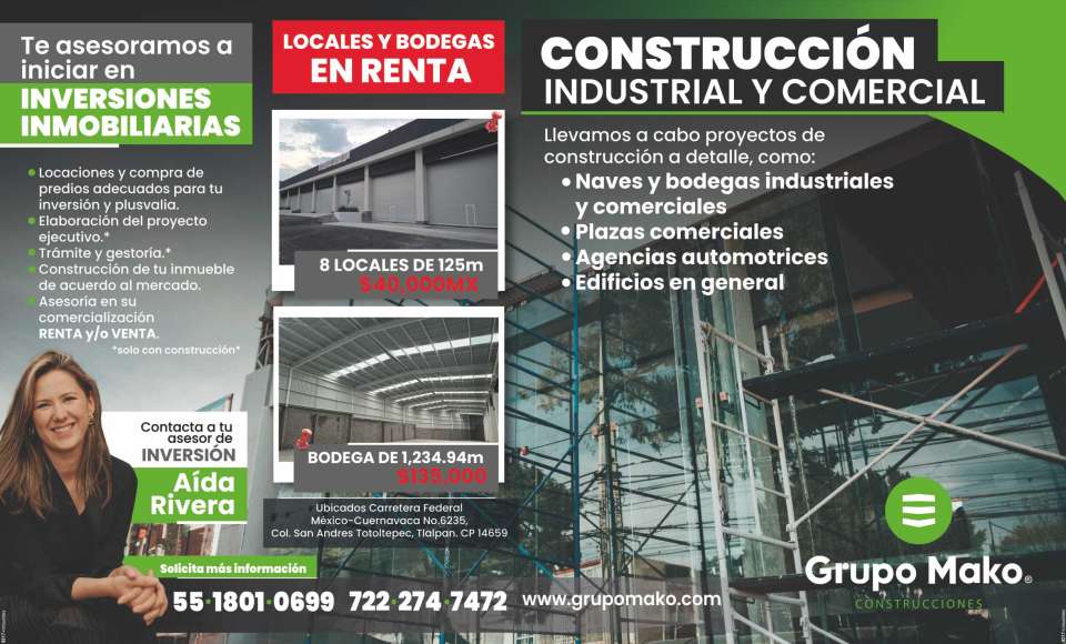 Construccion, venta y renta de naves y bodegas industriales y comerciales. Llevamos a cabo proyectos de construccion a detalle, plazas comerciales, agencias automotrices, naves, edificios en general Construccion, venta y renta de naves y bodegas industriales y comerciales. Llevamos a cabo proyectos de construccion a detalle, plazas comerciales, agencias automotrices, naves, edificios en general