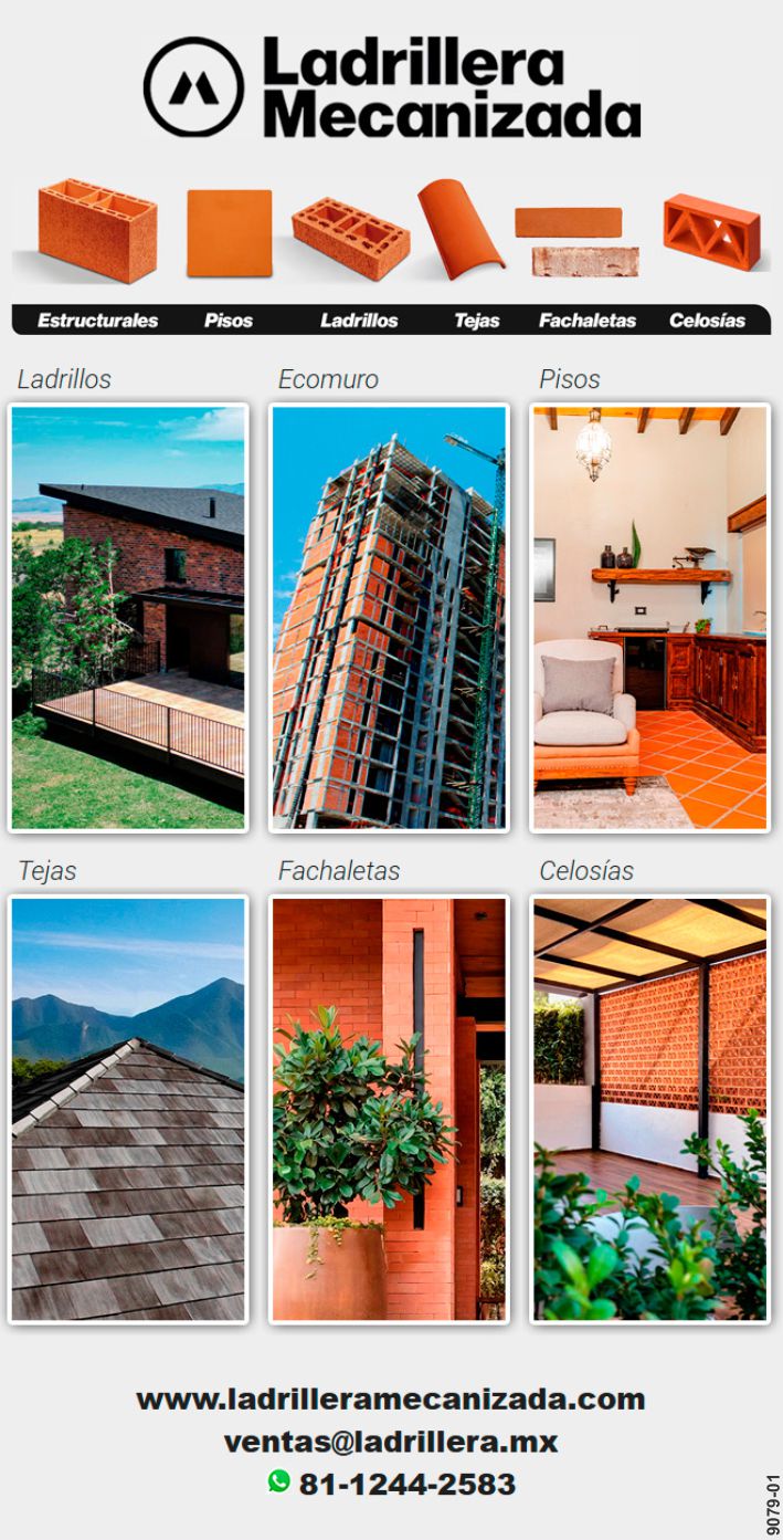 The largest producer and exporter of 100% natural clay products in Mexico. - Bricks - Ecomuro - Flooring - Tiles - Facades - Lattices