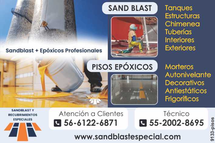 Epoxy Flooring: Mortars, Self-Leveling, Decorative, Anti-Static, Refrigerated. SandBlast Service: Tanks, Structures, Chimneys, Pipes, Interiors, Exteriors.
